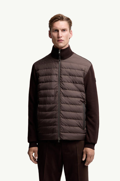 Moncler Padded Wool & Cashmere Zip-Up Cardigan Brown Brown