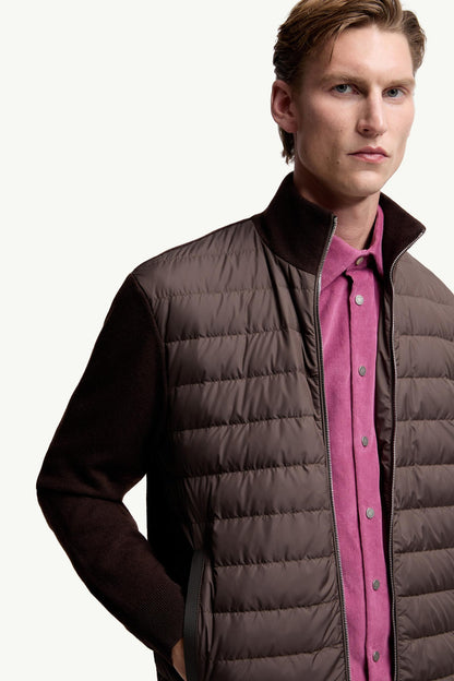 Moncler Padded Wool & Cashmere Zip-Up Cardigan Brown Brown