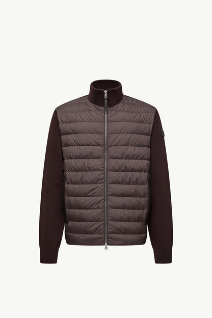 Moncler Padded Wool & Cashmere Zip-Up Cardigan Brown Brown