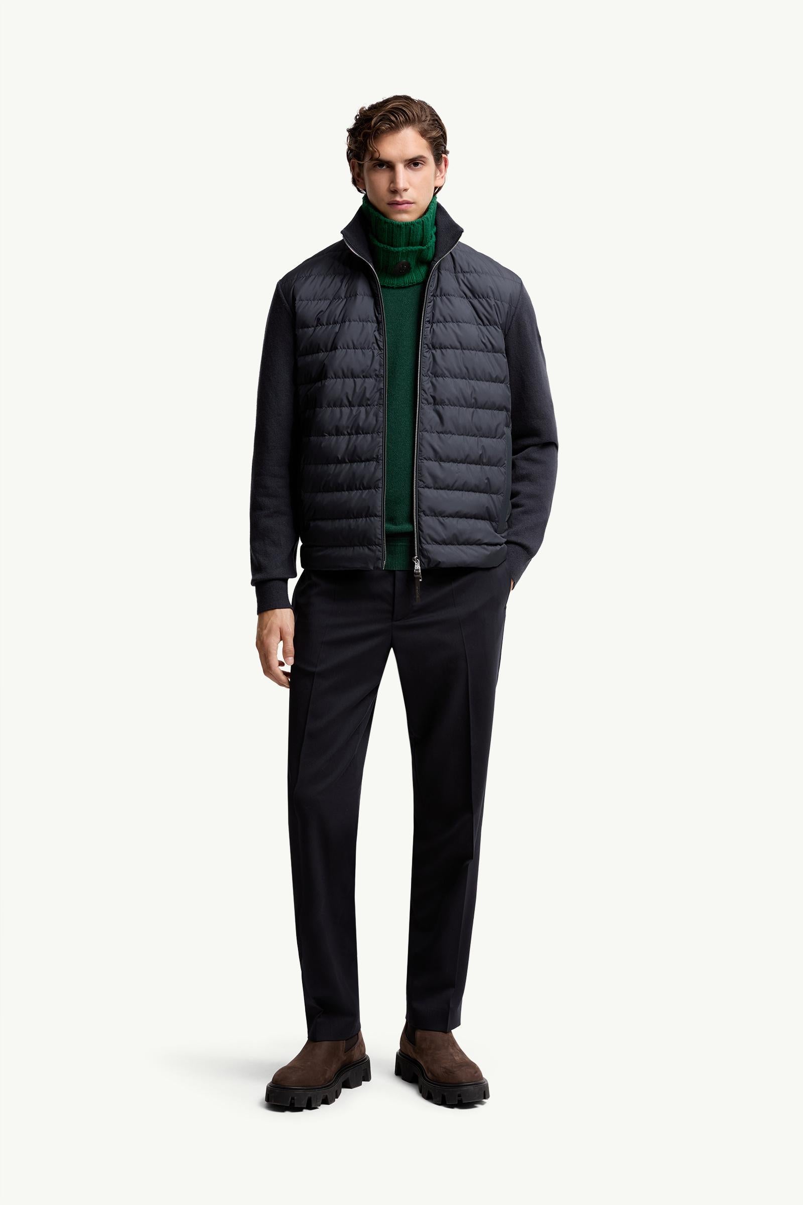 Moncler Padded Wool & Cashmere Zip-Up Cardigan Blue Blue