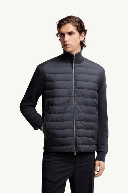 Moncler Padded Wool & Cashmere Zip-Up Cardigan Blue Blue