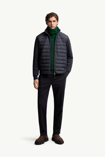 Moncler Padded Wool & Cashmere Zip-Up Cardigan Blue Blue