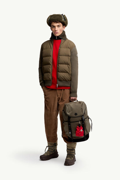 Moncler Padded Wool Zip-Up Cardigan Olive Green Olive Green