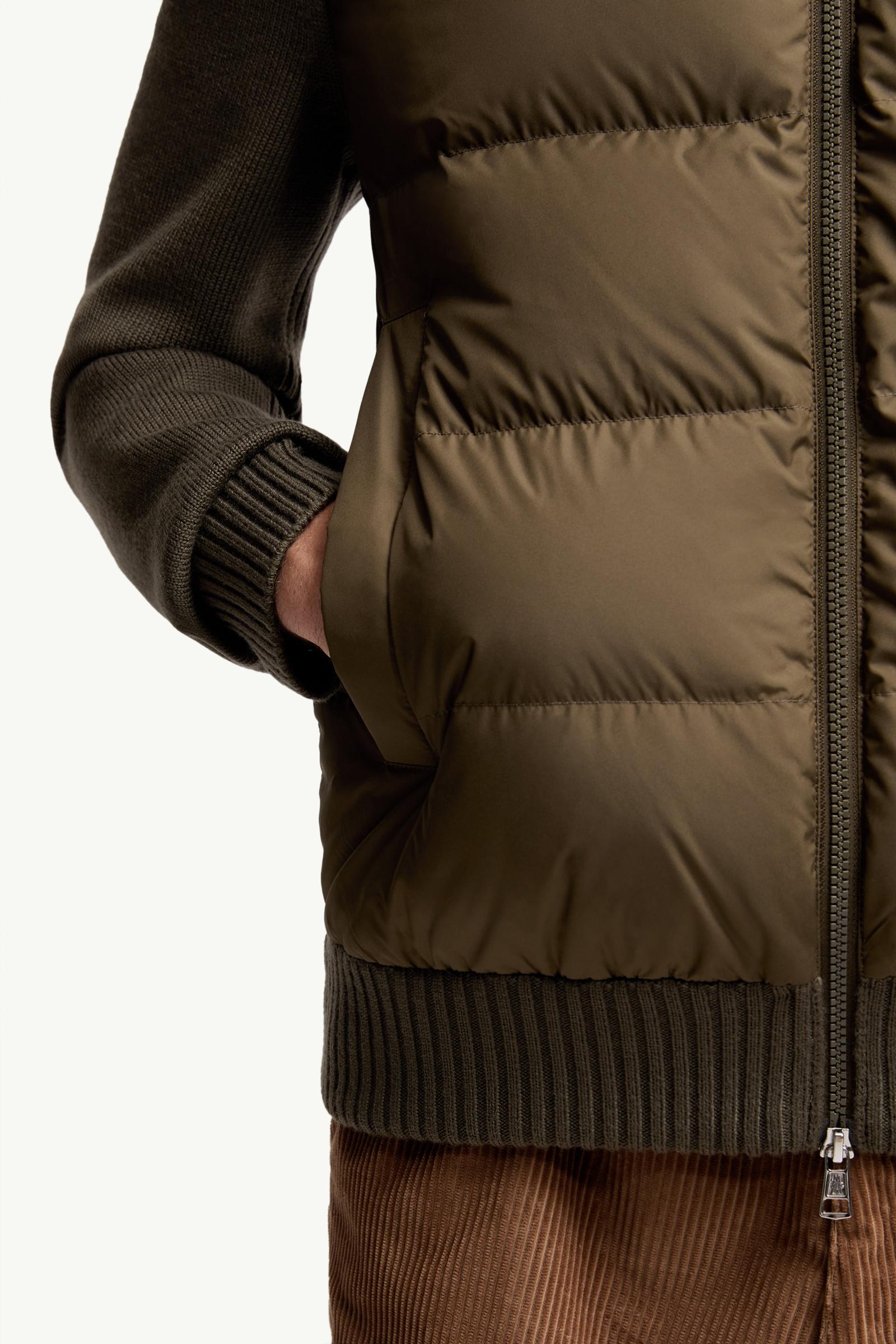 Moncler Padded Wool Zip-Up Cardigan Olive Green Olive Green