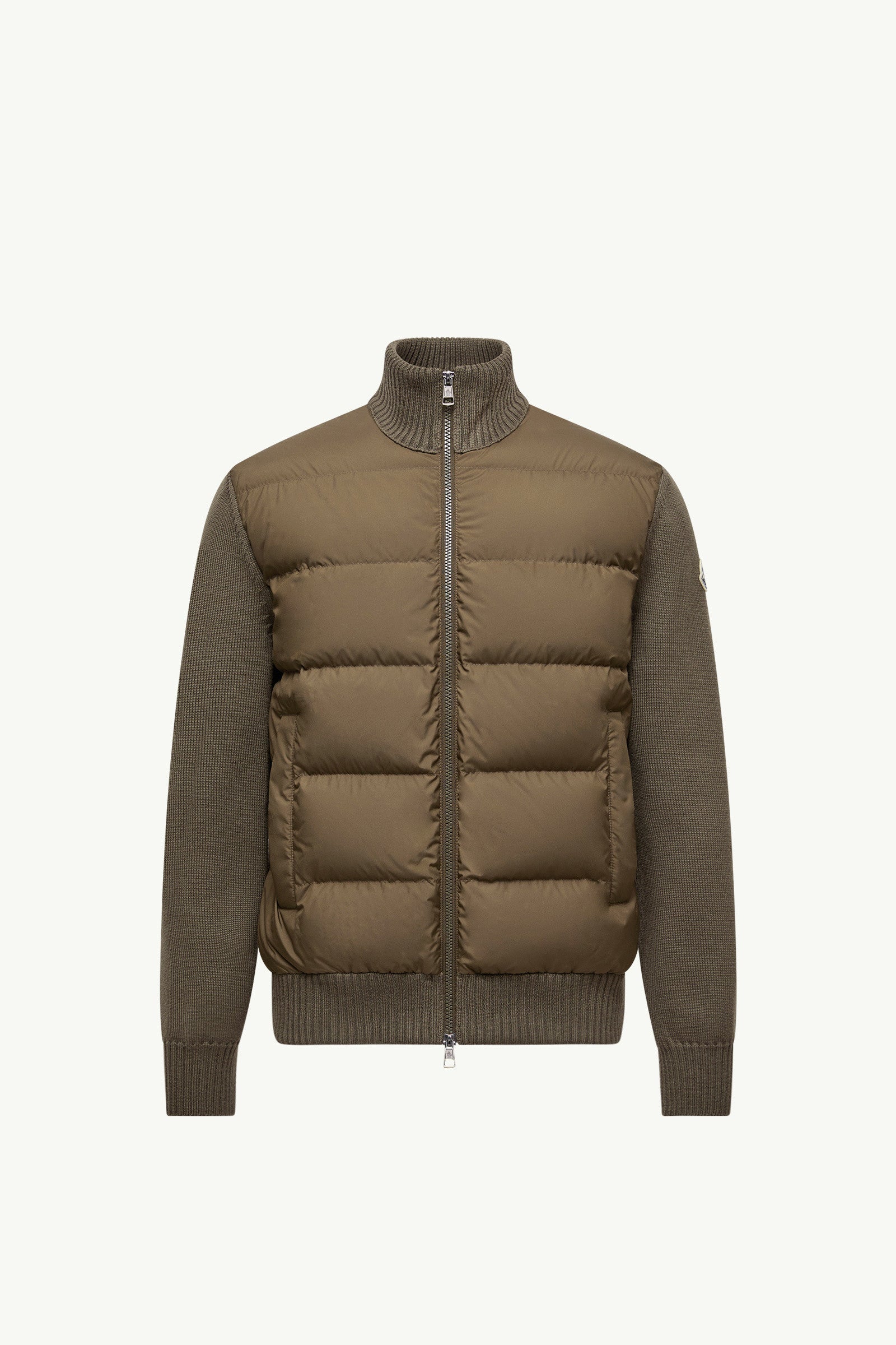 Moncler Padded Wool Zip-Up Cardigan Olive Green Olive Green
