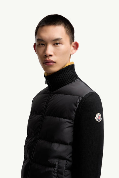 Moncler Padded Wool Zip-Up Cardigan Black Black