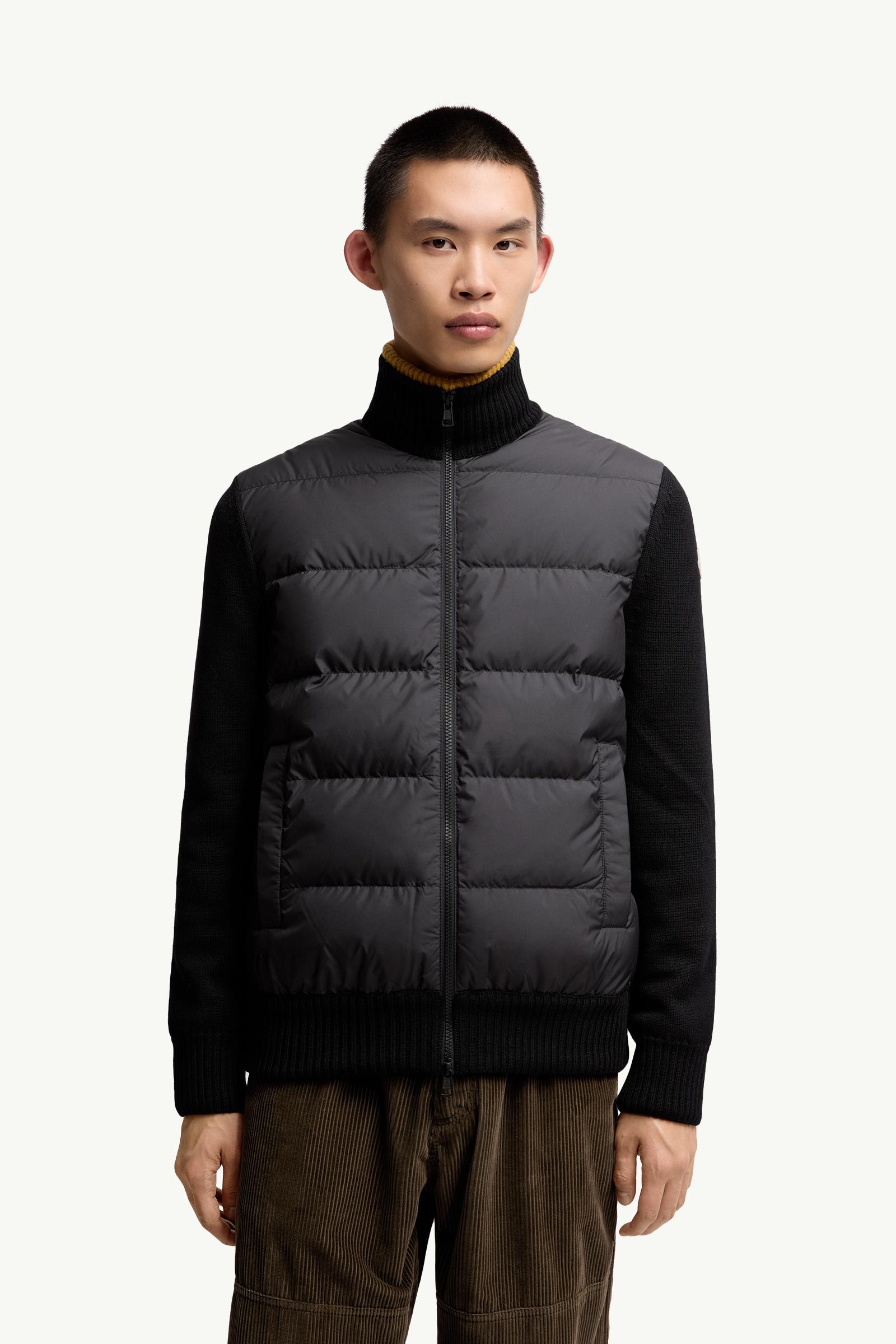 Moncler Padded Wool Zip-Up Cardigan Black Black