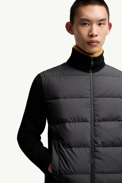 Moncler Padded Wool Zip-Up Cardigan Black Black