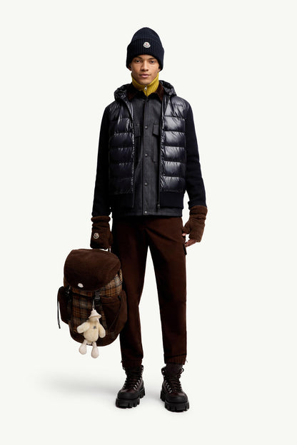 Moncler Padded Wool Zip-Up Hoodie Navy Blue Navy Blue