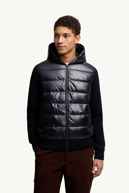 Moncler Padded Wool Zip-Up Hoodie Navy Blue Navy Blue