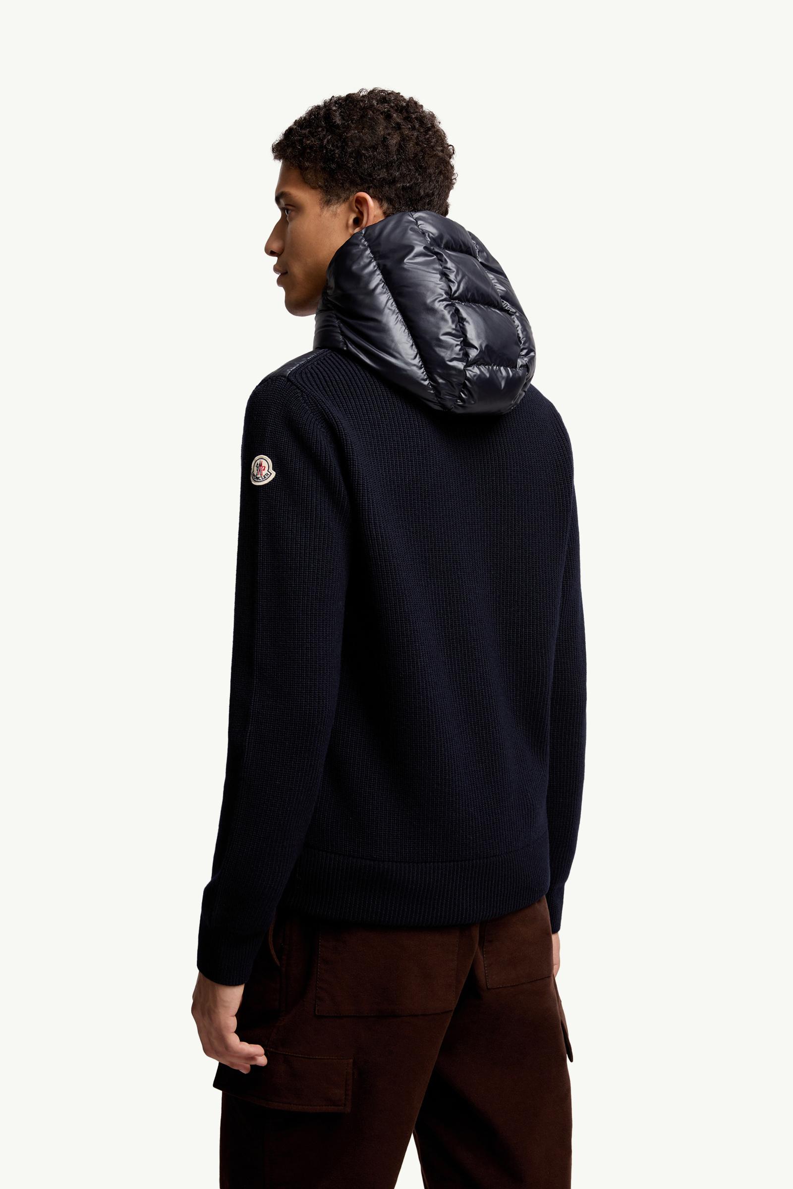 Moncler Padded Wool Zip-Up Hoodie Navy Blue Navy Blue