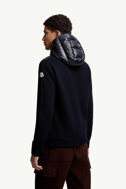 Moncler Padded Wool Zip-Up Hoodie Navy Blue Navy Blue