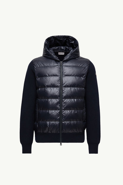 Moncler Padded Wool Zip-Up Hoodie Navy Blue Navy Blue