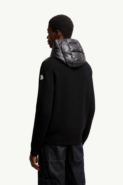 Moncler Padded Wool Zip-Up Hoodie Black Black