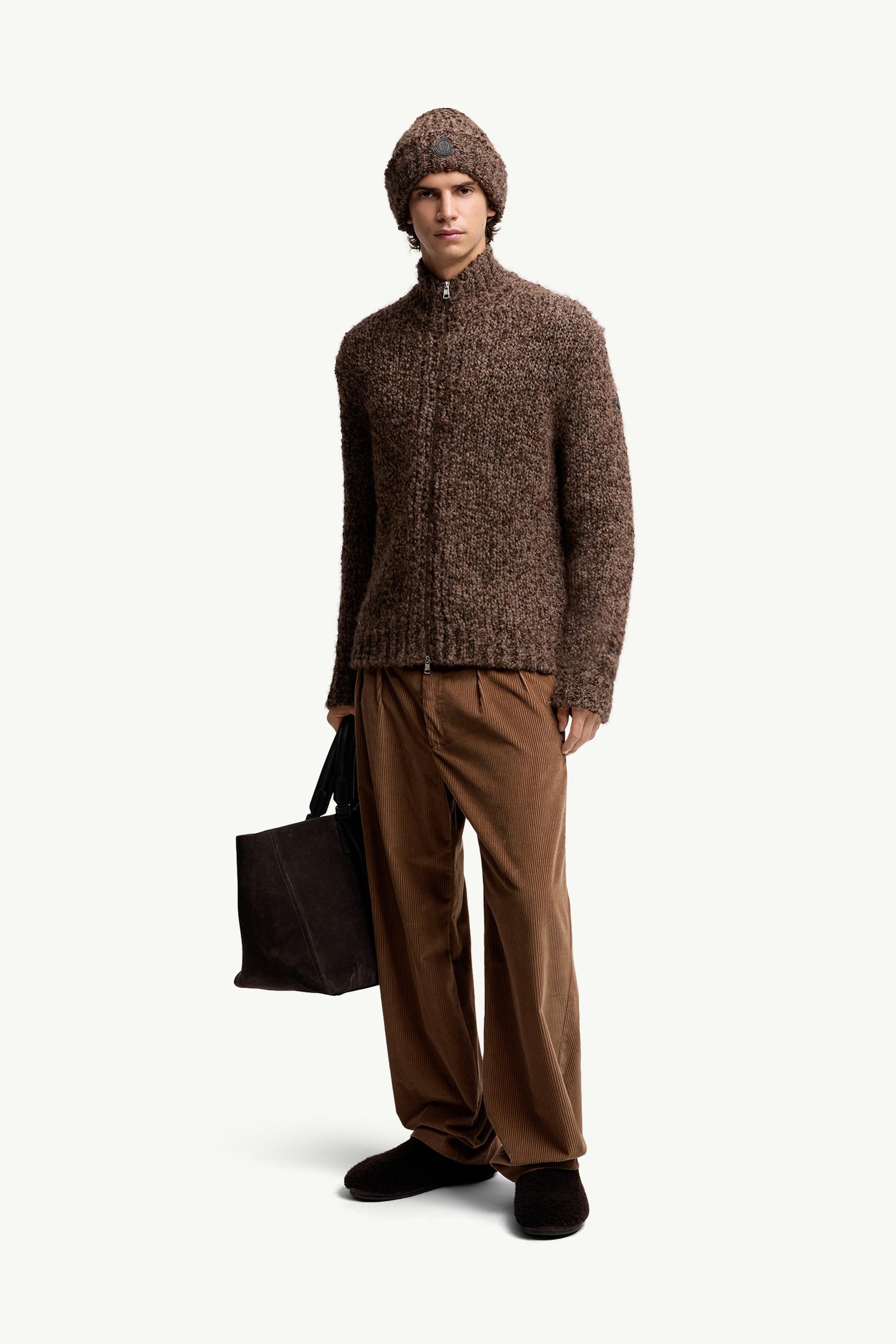 Moncler Wool & Alpaca Zip-Up Cardigan Brown Brown