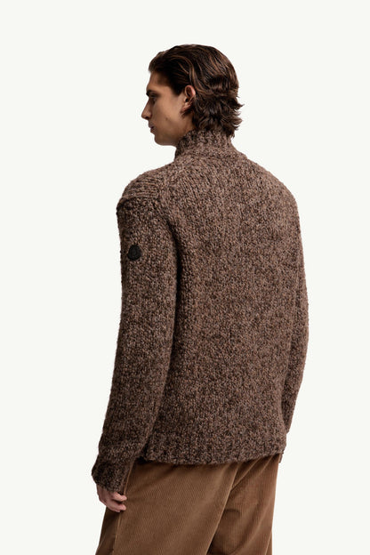 Moncler Wool & Alpaca Zip-Up Cardigan Brown Brown