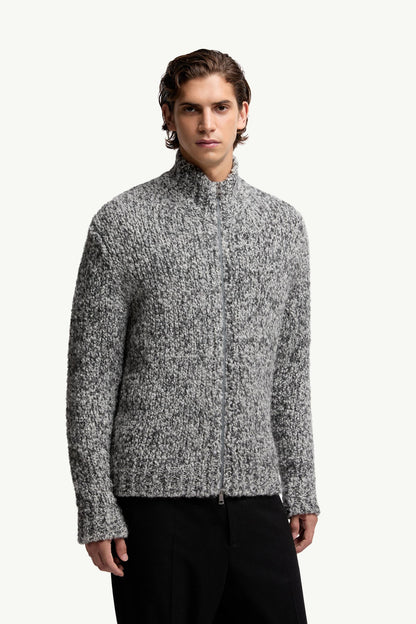 Moncler Wool & Alpaca Zip-Up Cardigan Grey Grey