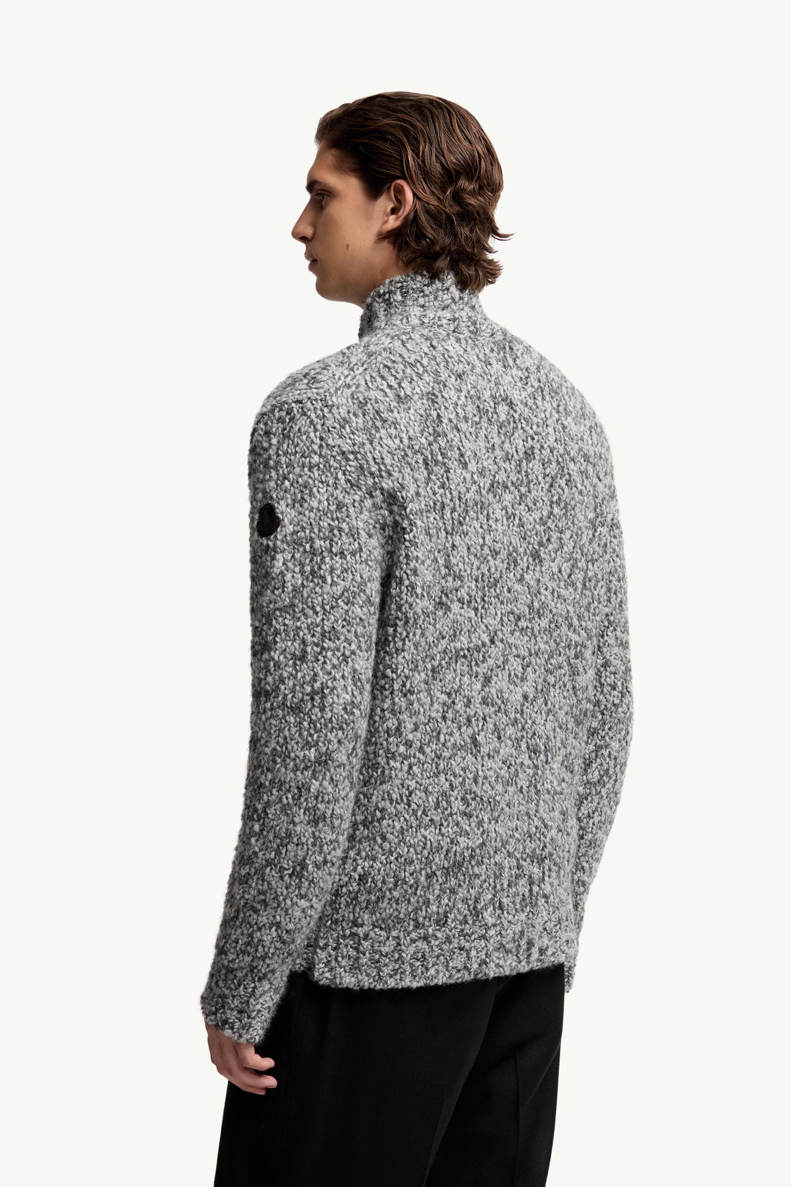 Moncler Wool & Alpaca Zip-Up Cardigan Grey Grey