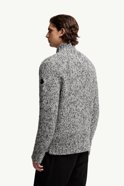 Moncler Wool & Alpaca Zip-Up Cardigan Grey Grey