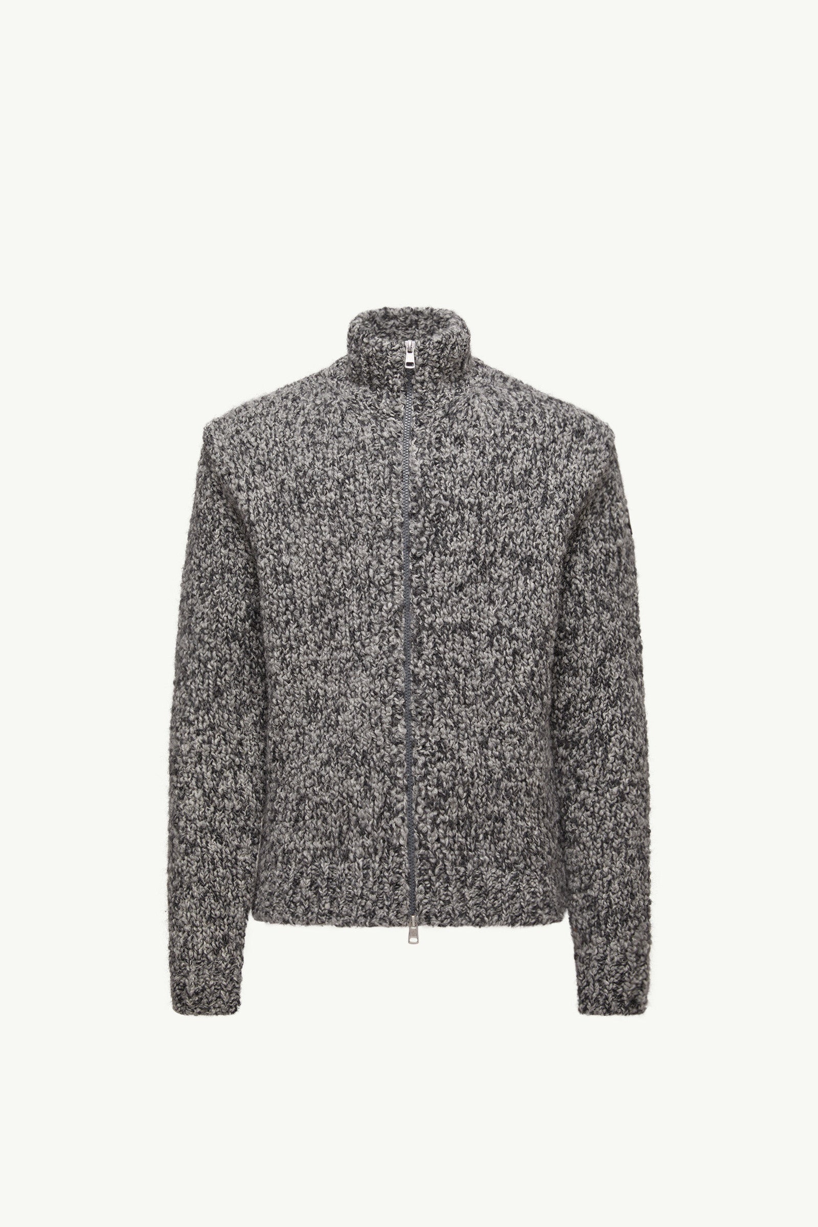 Moncler Wool & Alpaca Zip-Up Cardigan Grey Grey