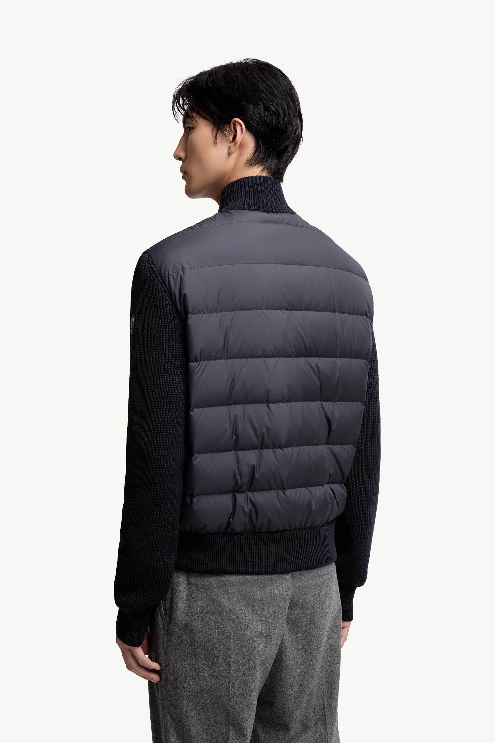 Moncler Padded Wool Zip-Up Cardigan Navy Blue Navy Blue