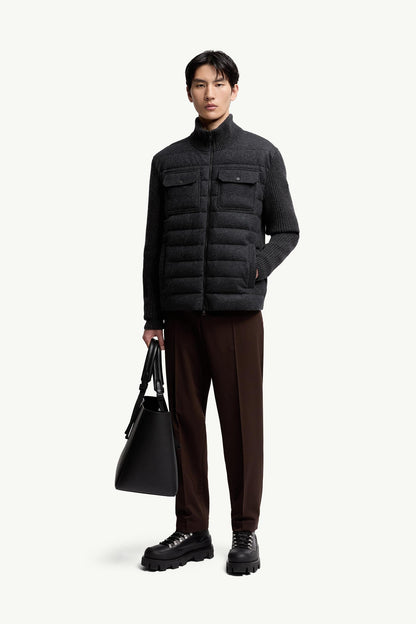 Moncler Padded Wool Zip-Up Cardigan Dark Grey Dark Grey