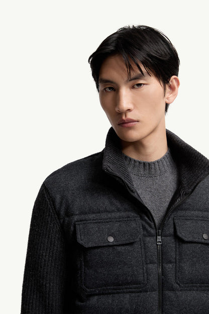 Moncler Padded Wool Zip-Up Cardigan Dark Grey Dark Grey