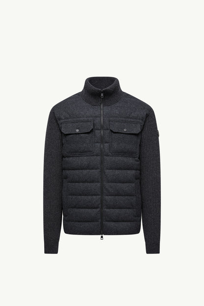 Moncler Padded Wool Zip-Up Cardigan Dark Grey Dark Grey