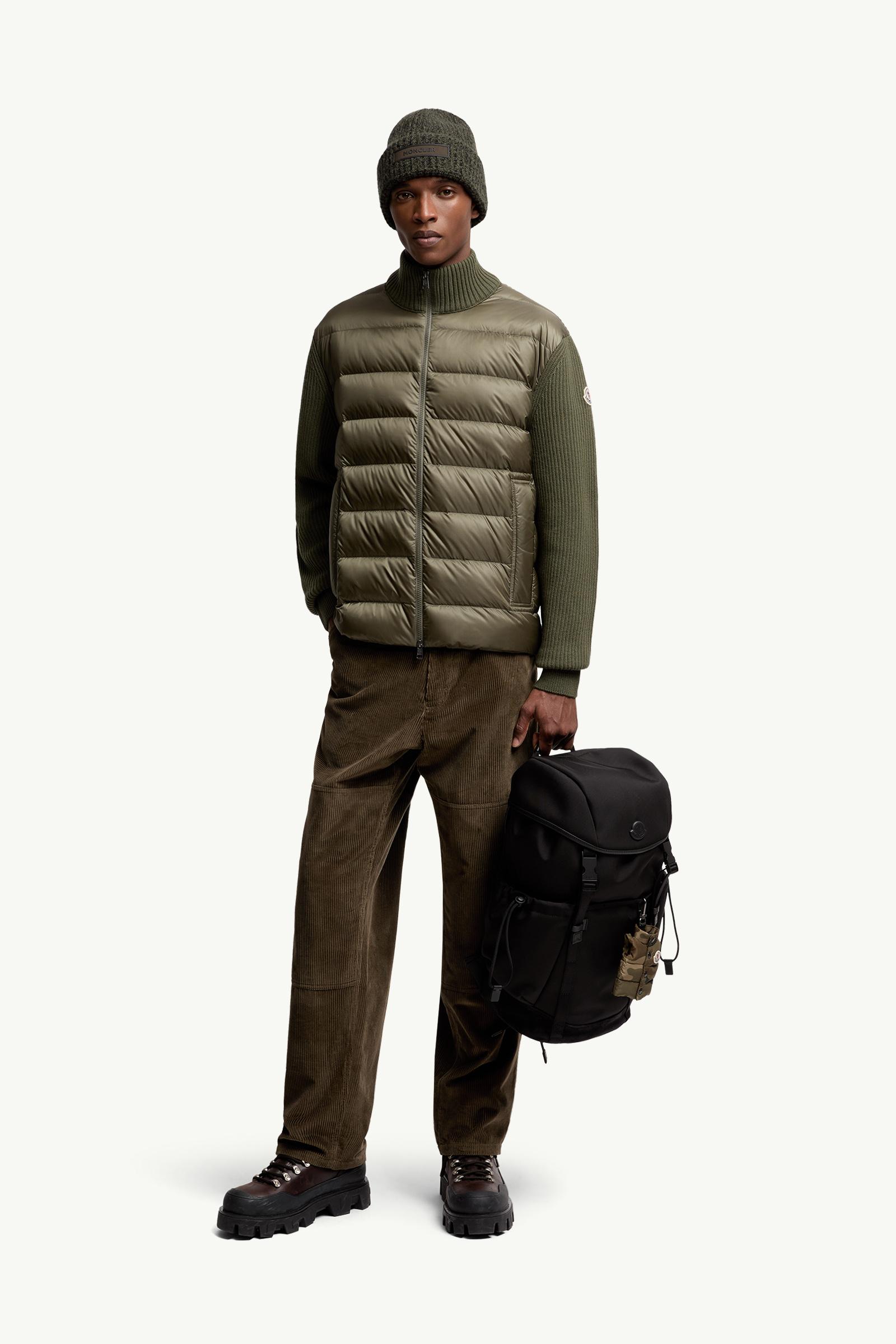 Moncler Padded Wool & Cashmere Zip-Up Cardigan Olive Green Olive Green