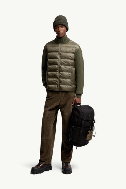 Moncler Padded Wool & Cashmere Zip-Up Cardigan Olive Green Olive Green