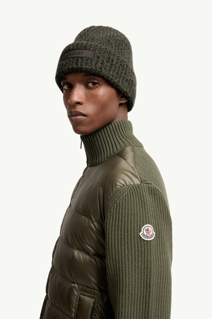 Moncler Padded Wool & Cashmere Zip-Up Cardigan Olive Green Olive Green