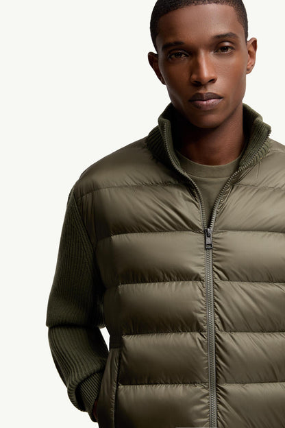 Moncler Padded Wool & Cashmere Zip-Up Cardigan Olive Green Olive Green
