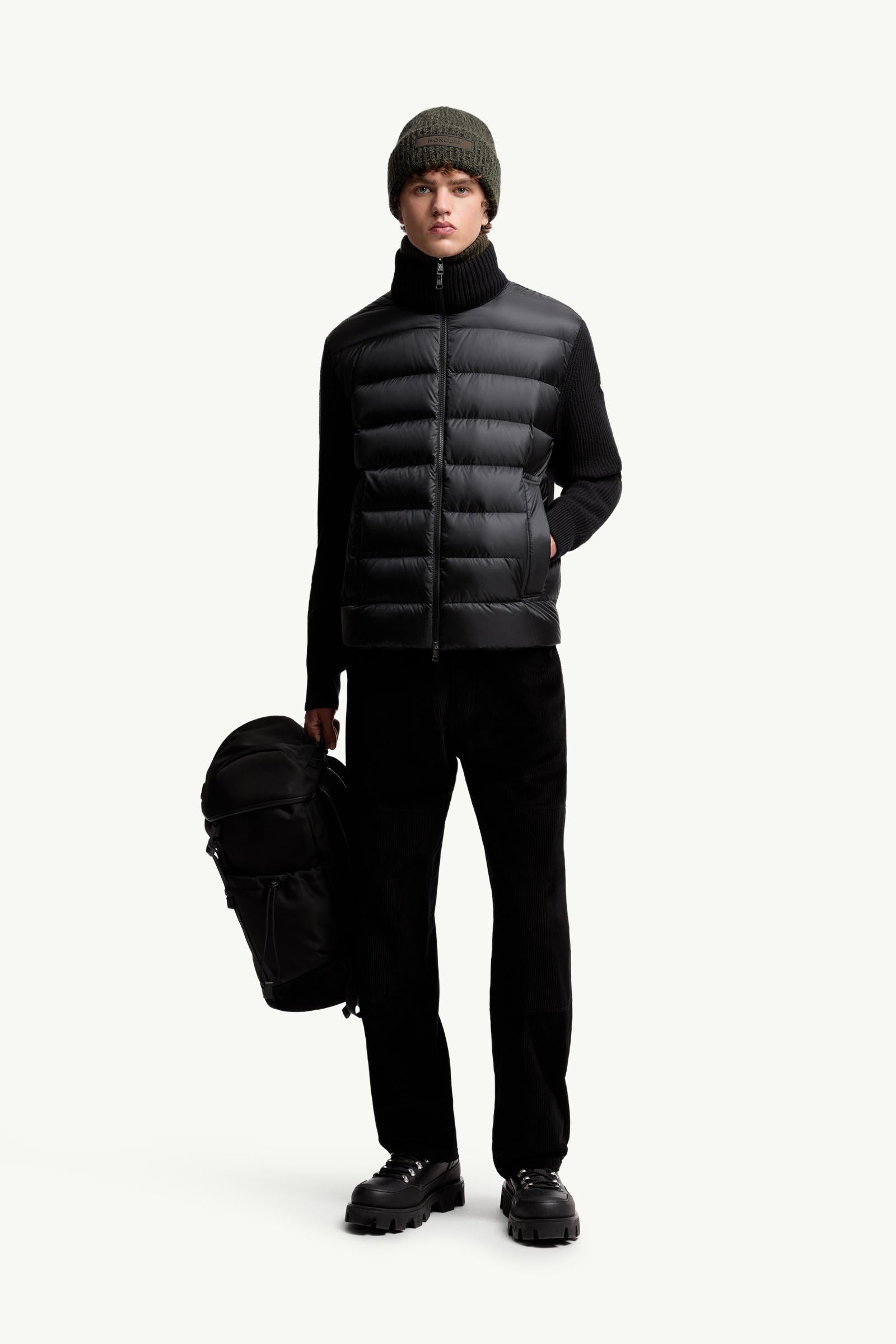 Moncler Padded Wool & Cashmere Zip-Up Cardigan Black Black