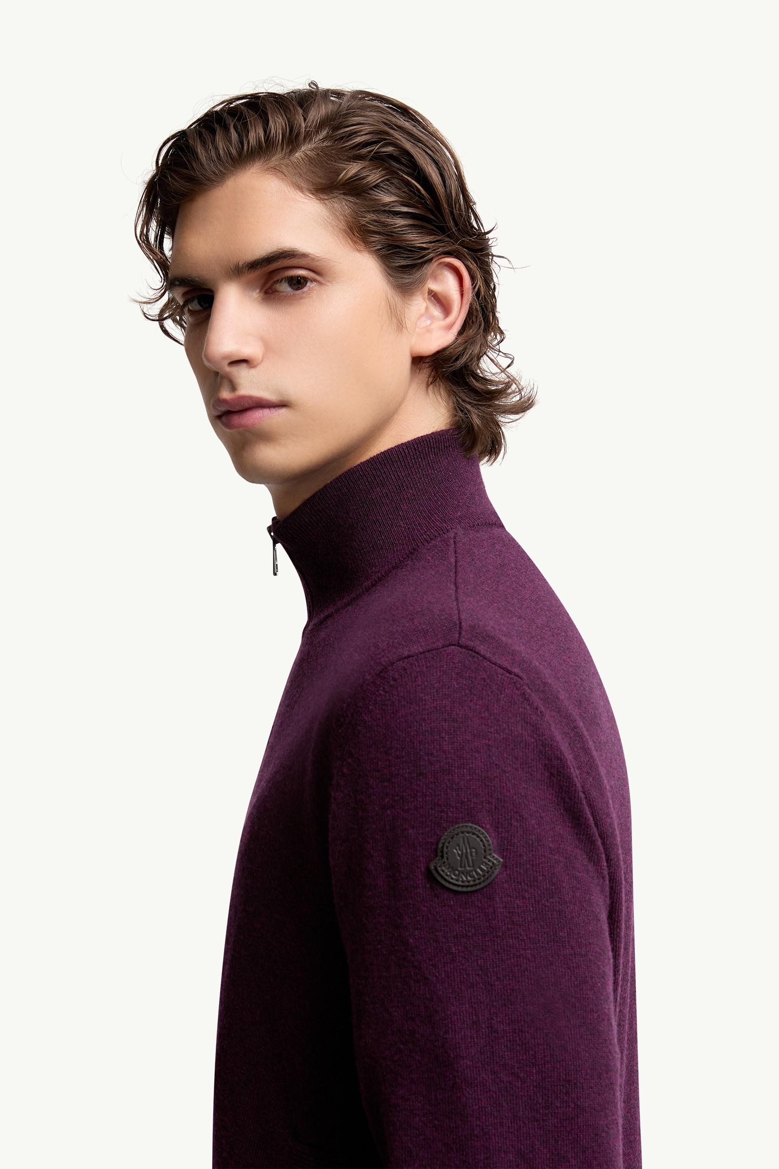 Moncler Wool & Cashmere Zip-Up Cardigan Purple Purple