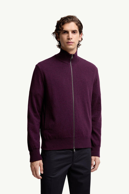 Moncler Wool & Cashmere Zip-Up Cardigan Purple Purple