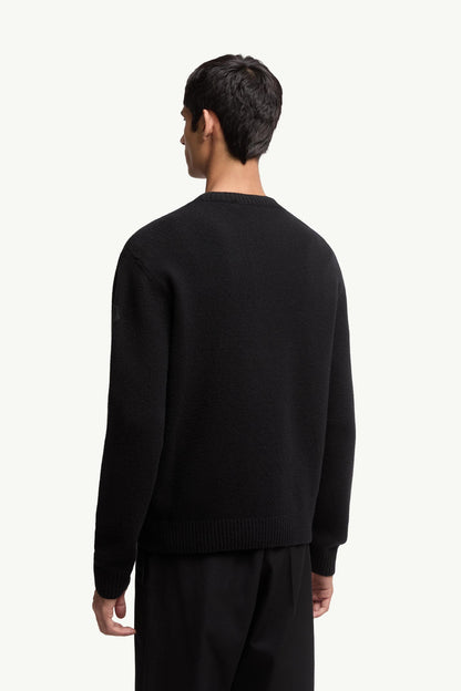 Moncler Embroidered Logo Wool Sweater Black Black