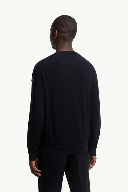 Moncler Wool Sweater Blue Blue