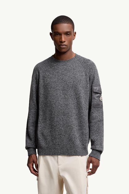 Moncler Mouliné Wool & Cashmere Sweater Dark Grey Dark Grey