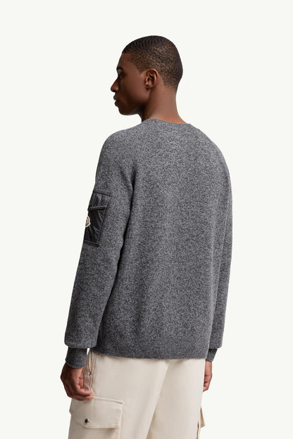 Moncler Mouliné Wool & Cashmere Sweater Dark Grey Dark Grey