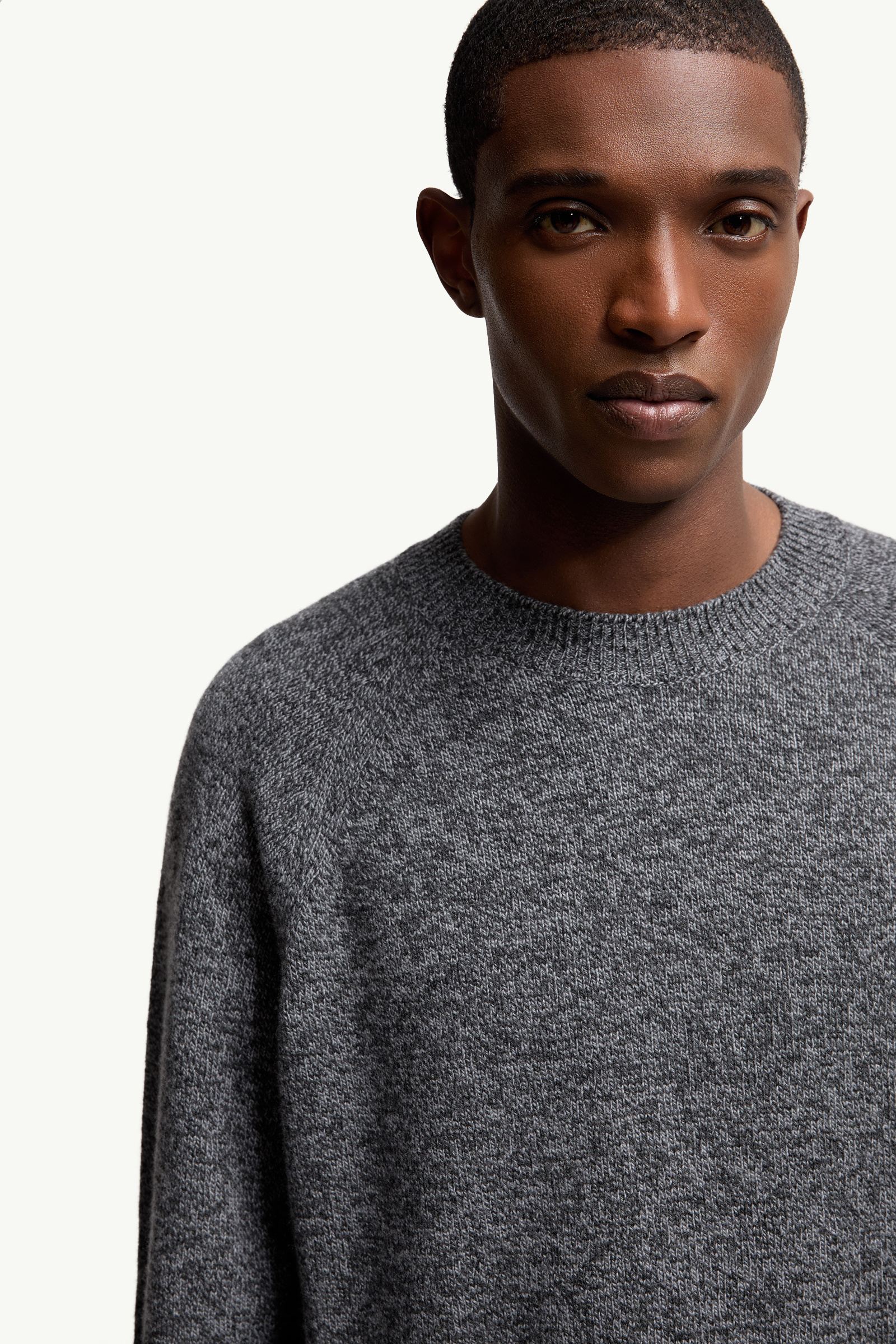 Moncler Mouliné Wool & Cashmere Sweater Dark Grey Dark Grey