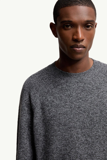 Moncler Mouliné Wool & Cashmere Sweater Dark Grey Dark Grey