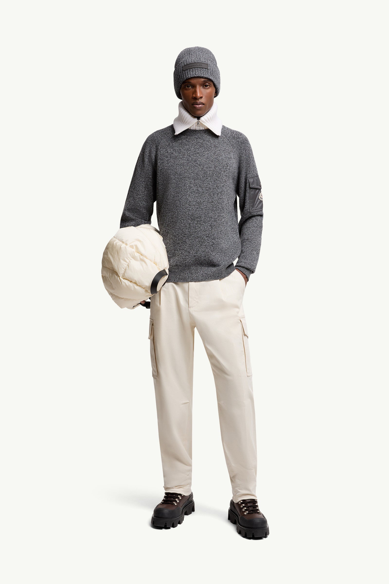 Moncler Mouliné Wool & Cashmere Sweater Dark Grey Dark Grey