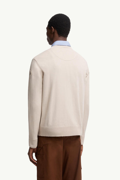 Moncler Embroidered Monogram Cotton Sweater Light Beige Light Beige