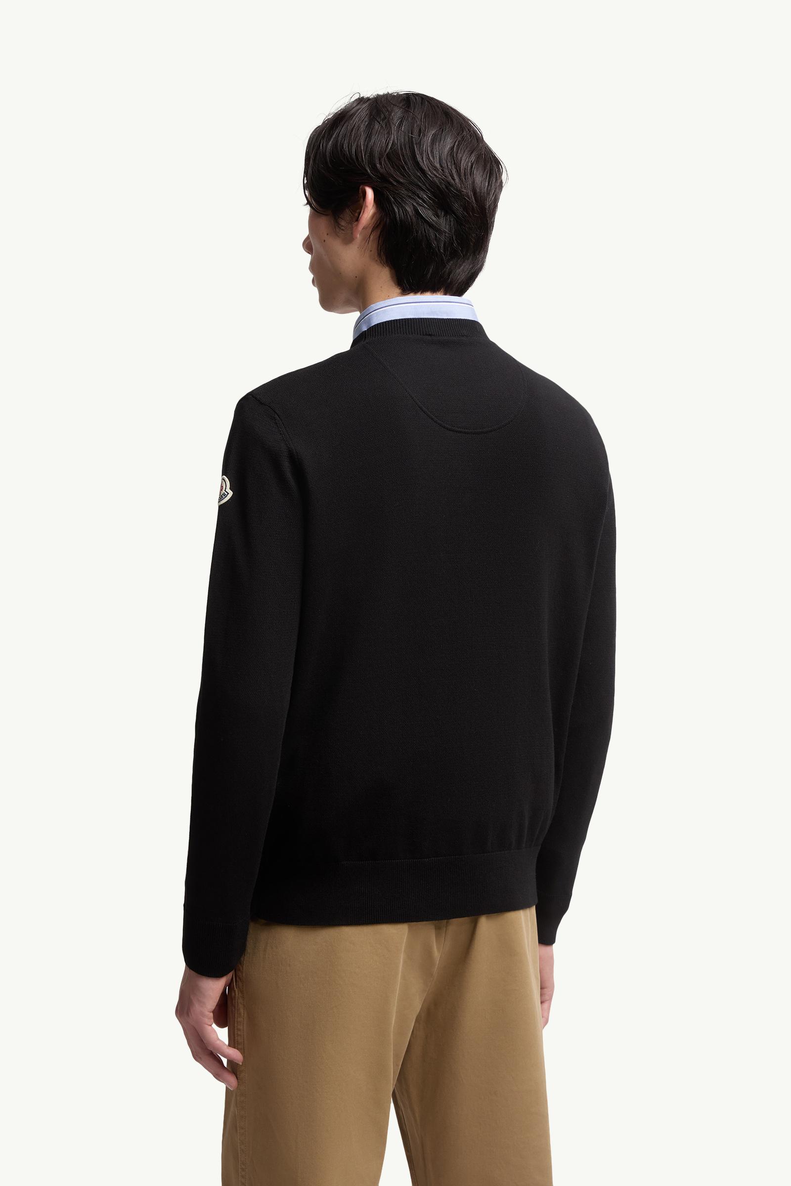 Moncler Embroidered Monogram Cotton Sweater Black Black