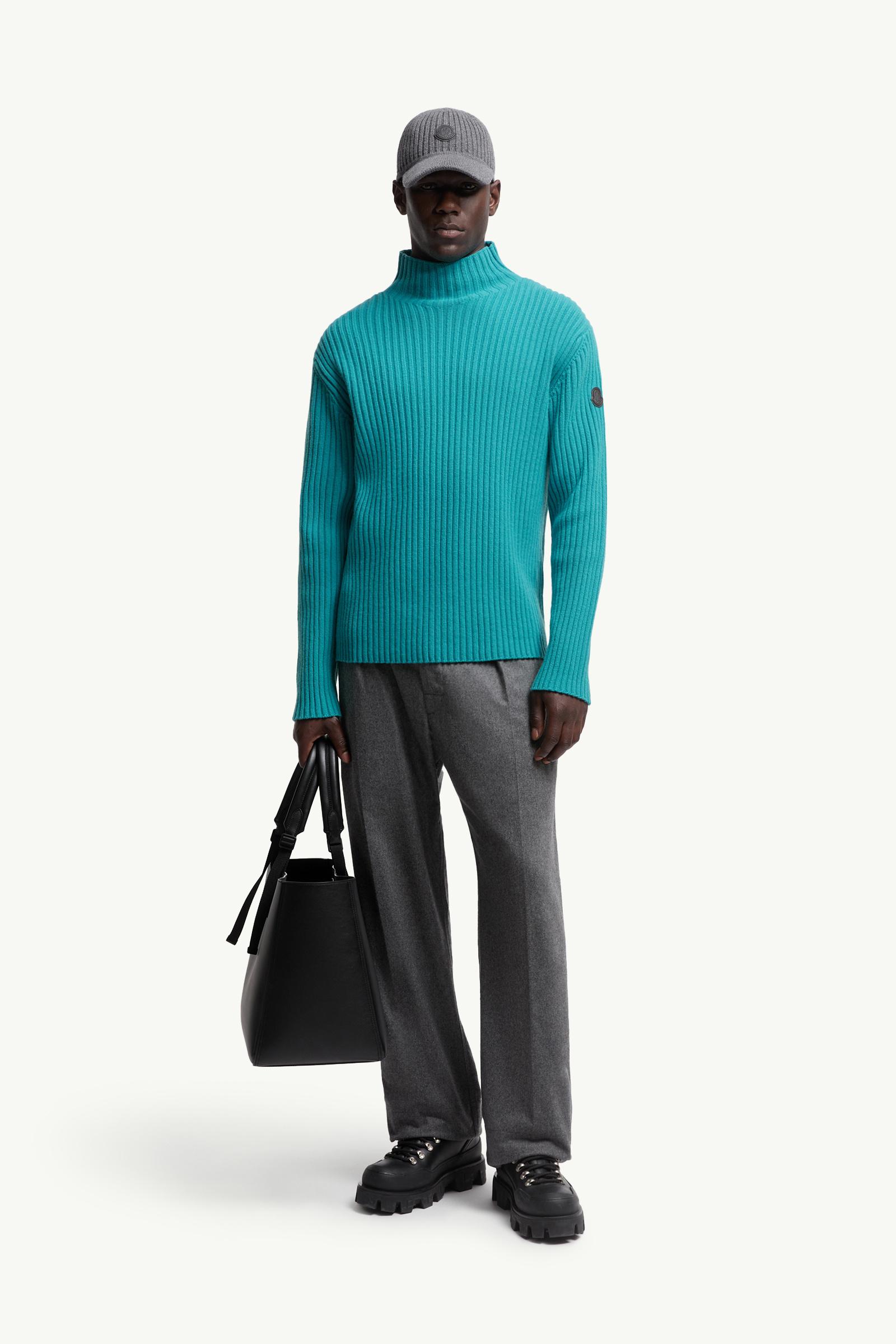 Moncler Wool & Cashmere Turtleneck Sweater Turquoise Turquoise
