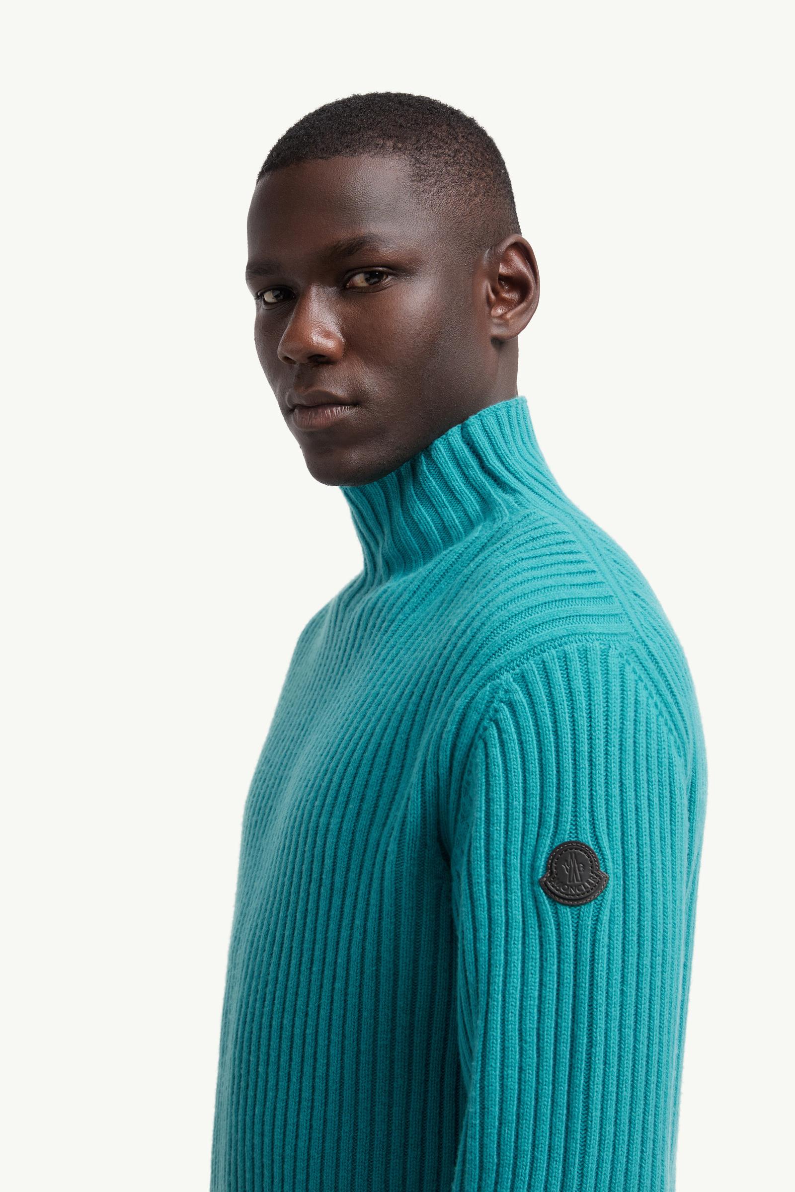 Moncler Wool & Cashmere Turtleneck Sweater Turquoise Turquoise