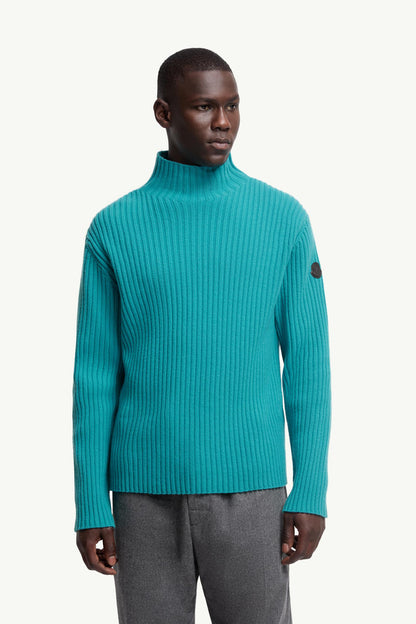 Moncler Wool & Cashmere Turtleneck Sweater Turquoise Turquoise