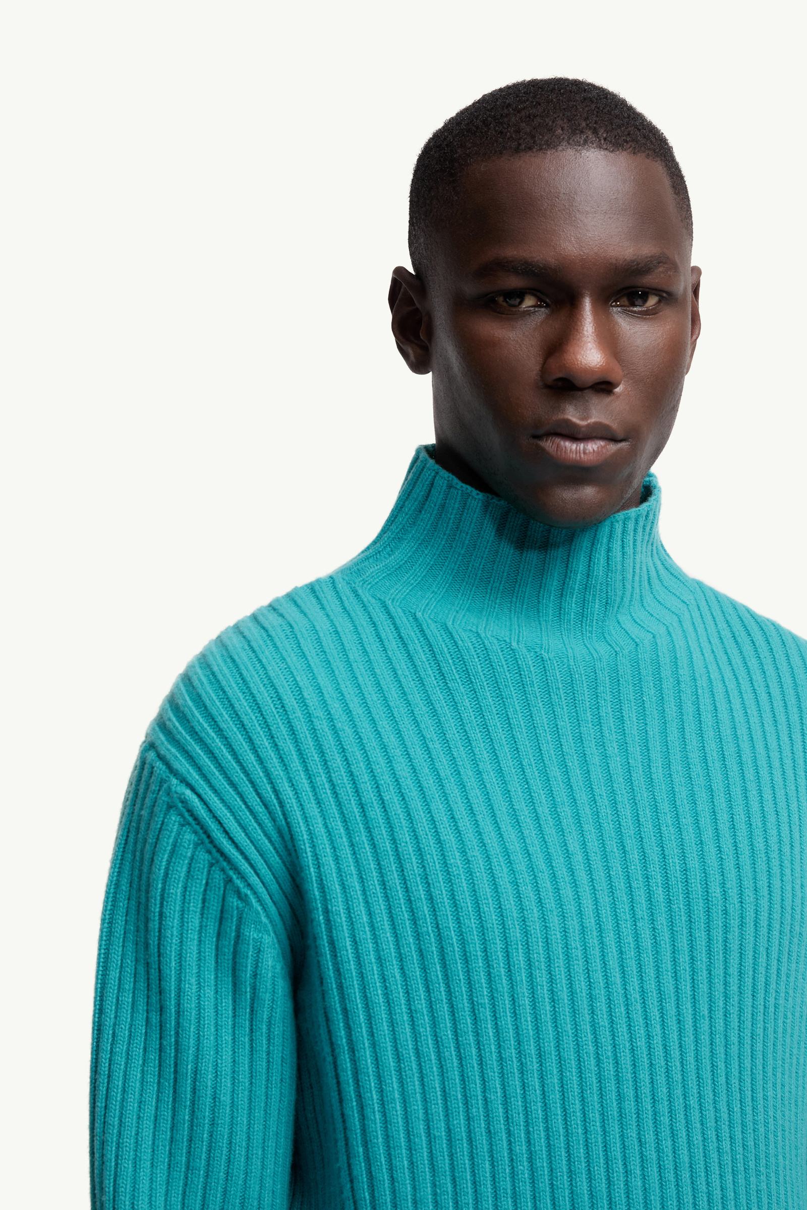 Moncler Wool & Cashmere Turtleneck Sweater Turquoise Turquoise