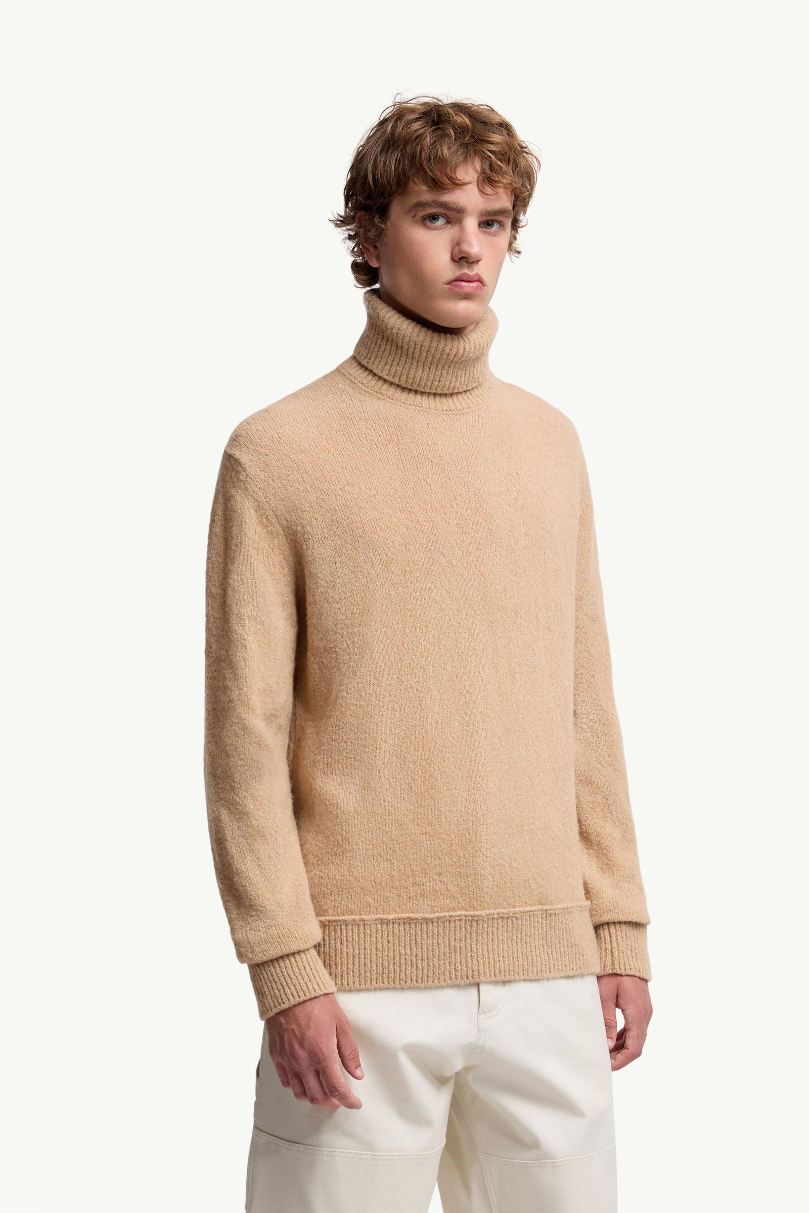 Moncler Wool Blend Turtleneck Sweater Beige Beige