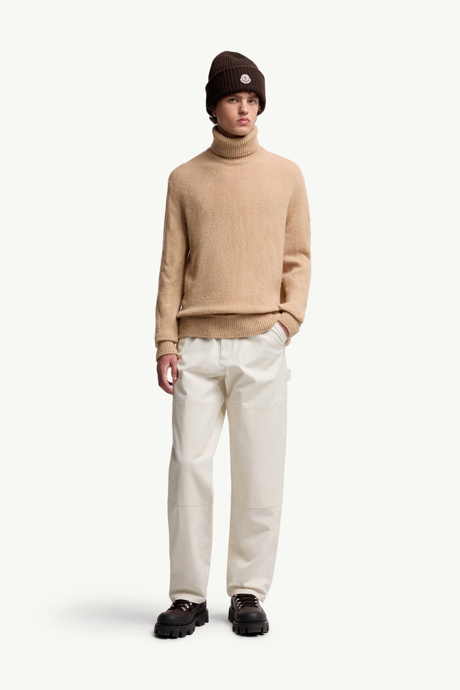 Moncler Wool Blend Turtleneck Sweater Beige Beige